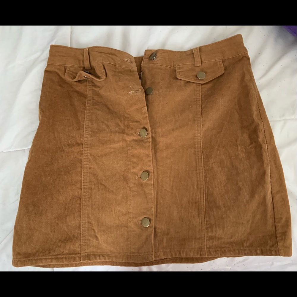 Caramel Brown Corduroy Skirt
